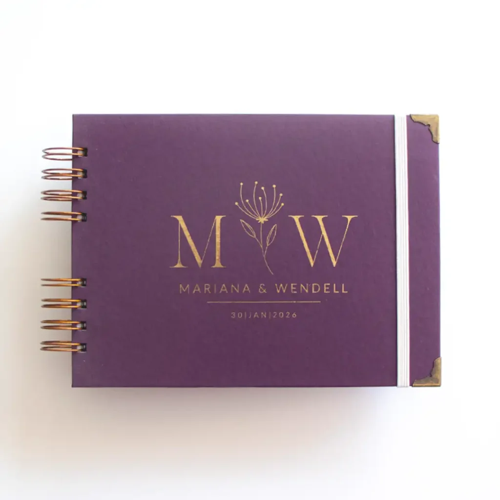 Livro para Fotos e Mensagens de Casamento – Lóris Ameixa