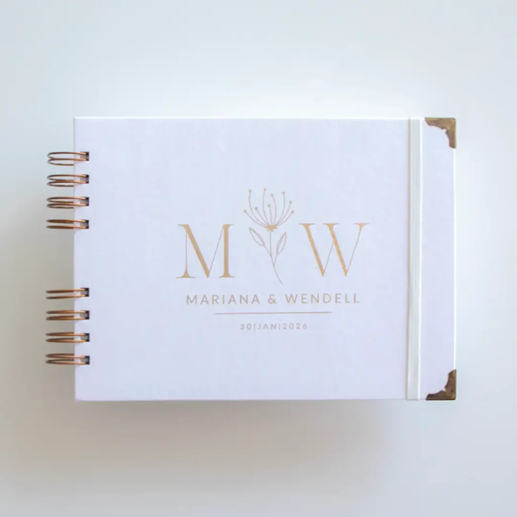 Livro para Fotos e Mensagens de Casamento – Lóris Branco