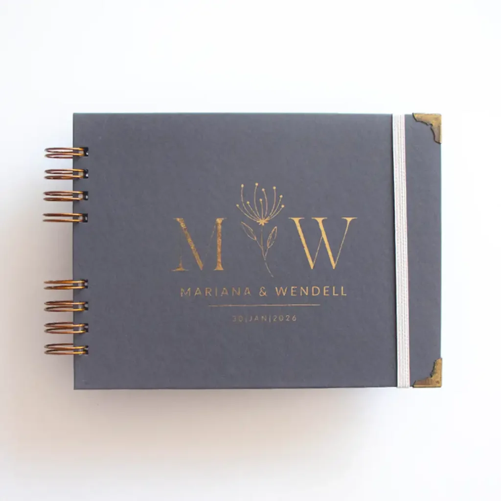 Livro para Fotos e Mensagens de Casamento – Lóris Chumbo