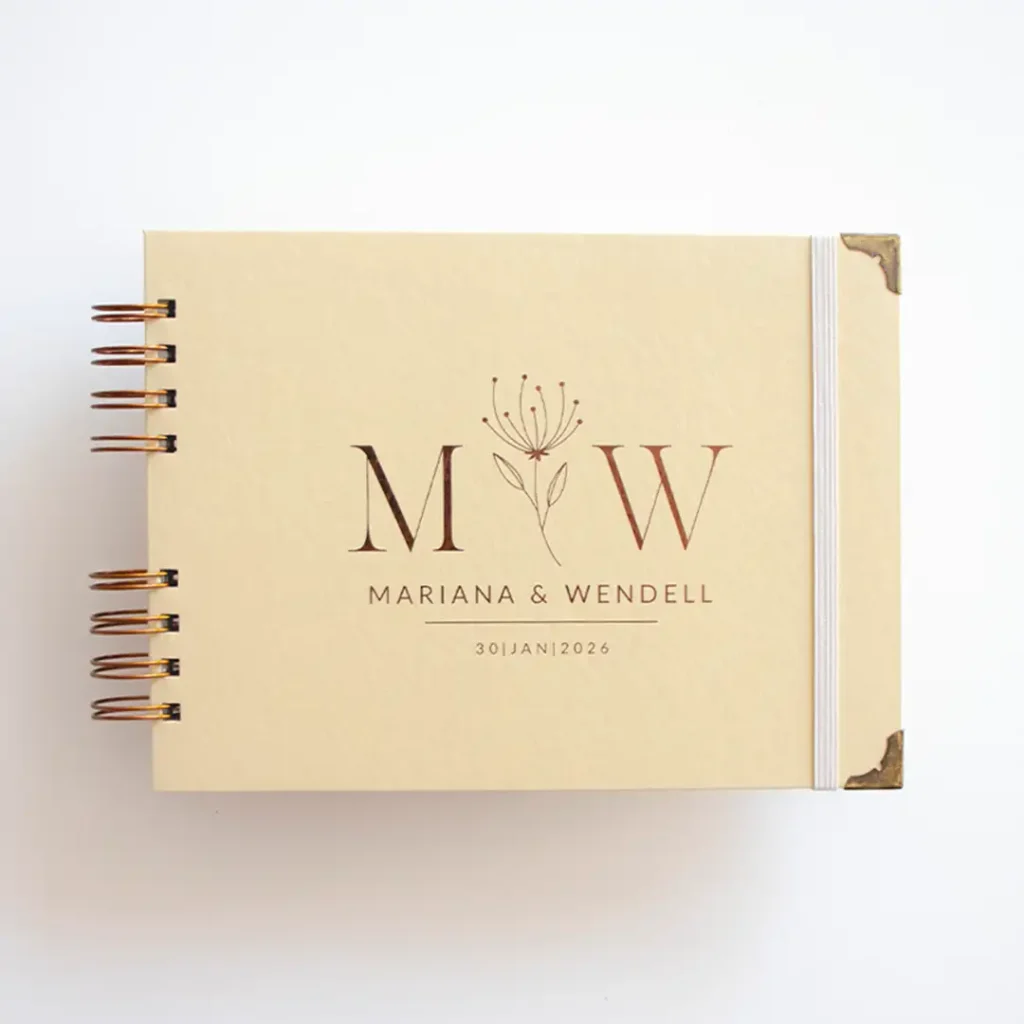 Livro para Fotos e Mensagens de Casamento – Lóris Creme