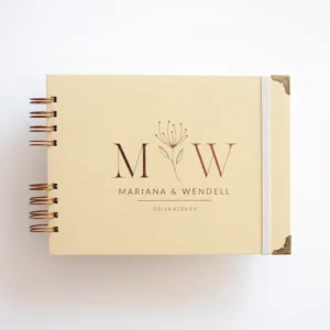 Livro para Fotos e Mensagens de Casamento – Lóris Creme