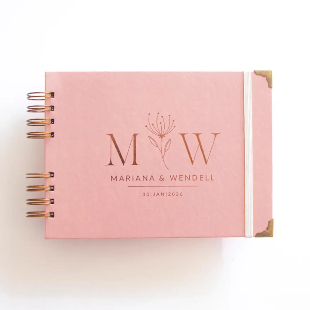 Livro para Fotos e Mensagens de Casamento – Lóris Goiaba