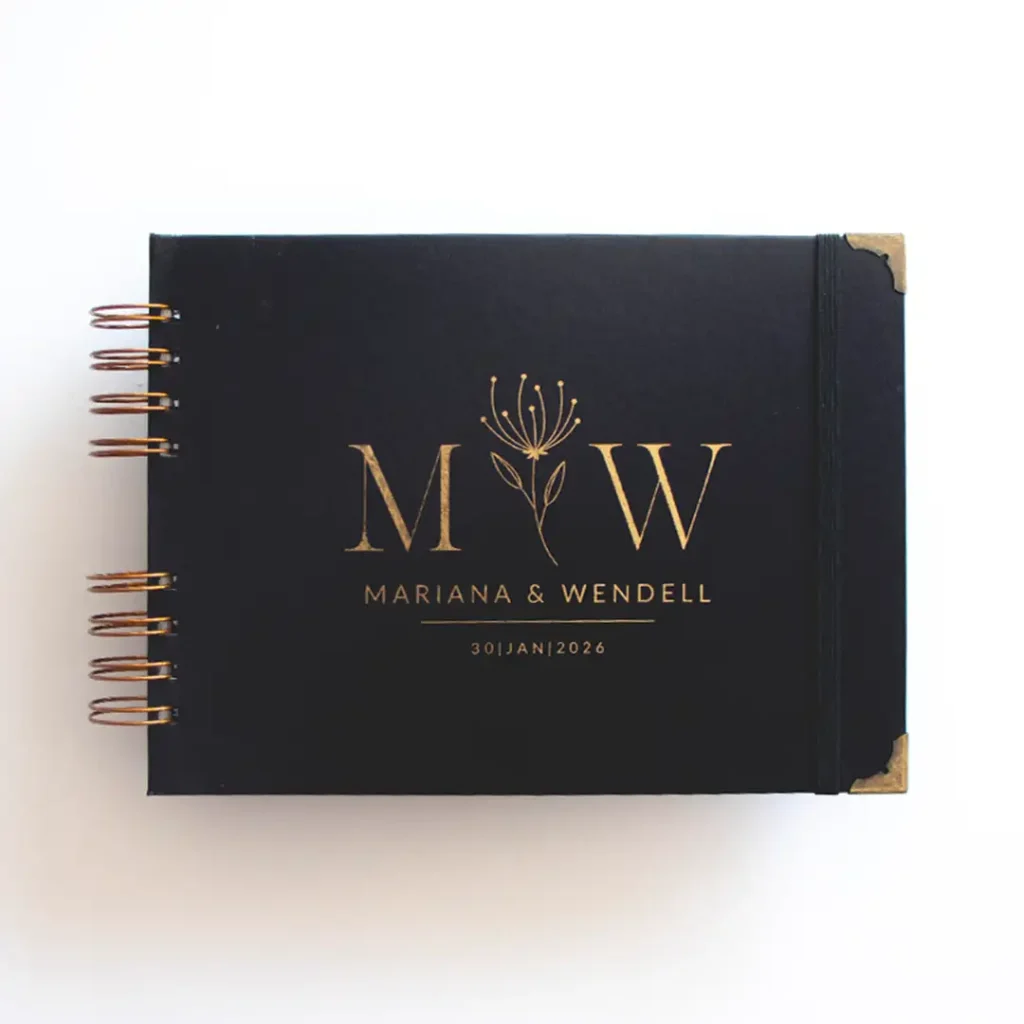 Livro para Fotos e Mensagens de Casamento – Lóris Preto