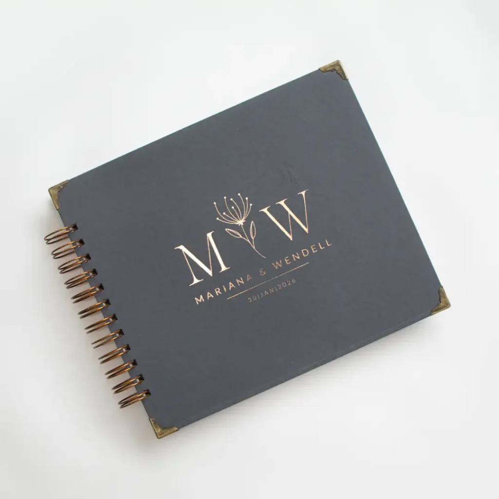 Livro para Fotos e Mensagens de Casamento - Saurá Chumbo