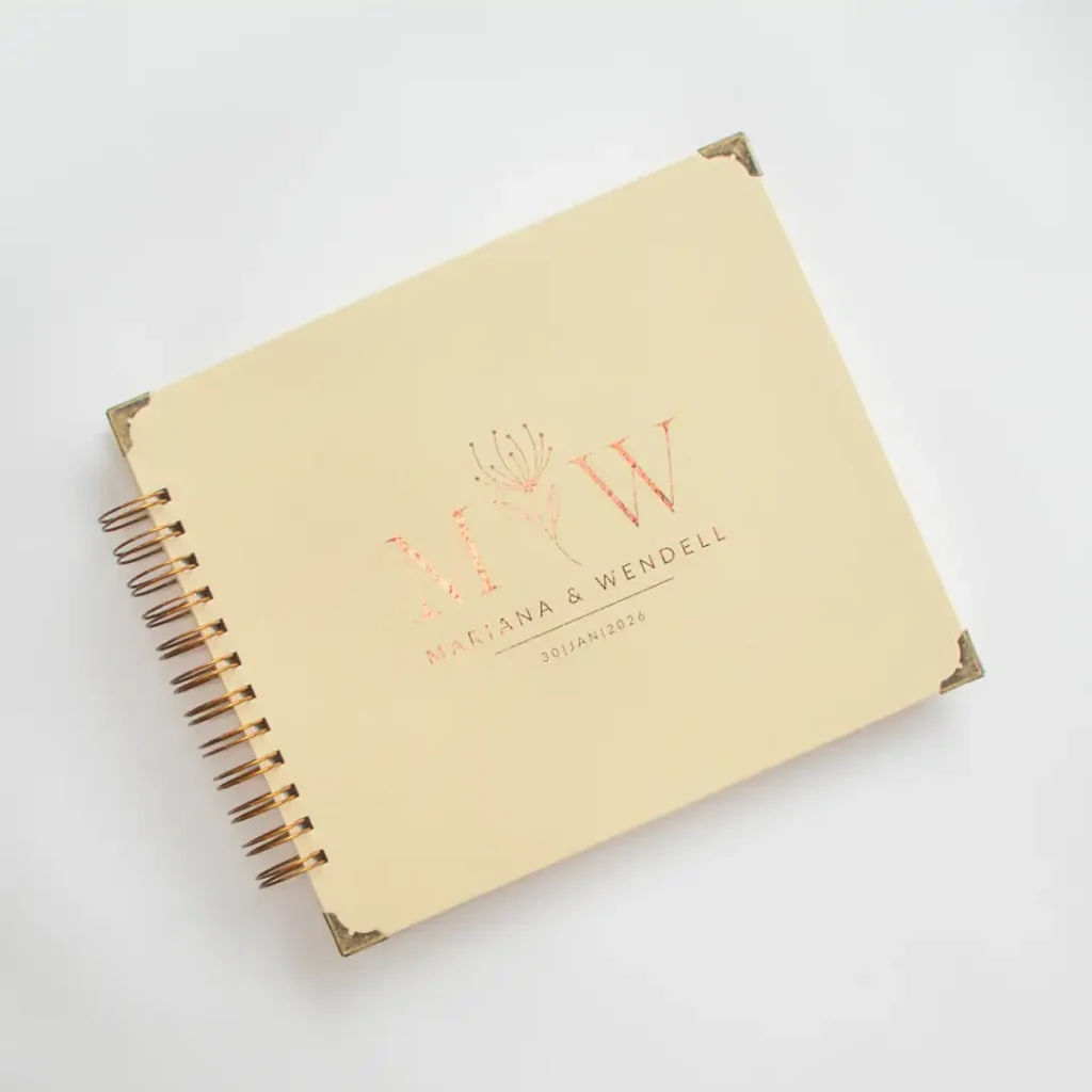 Livro para Fotos e Mensagens de Casamento - Saurá Creme